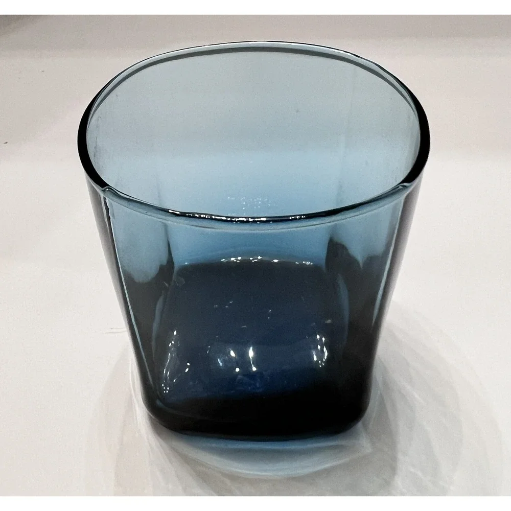 Vtg MCM Anchor Hocking Rio Coastal Blue Flat Tumblers  Glasses set Of 6